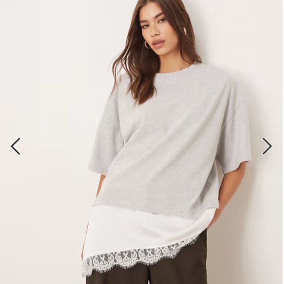 ASOS Tops - ASOS Top with Asymmetric Lace & Satin Hem size M